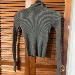 Grey Ribbed Zara Long Sleeve Top, Turtle Neck